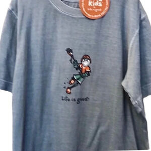 LIFE IS GOOD NWT BLUE TOP TEE TSHIRT SHIRT BOYS GIRLS SUMMER FALL CASUAL SIZE 10